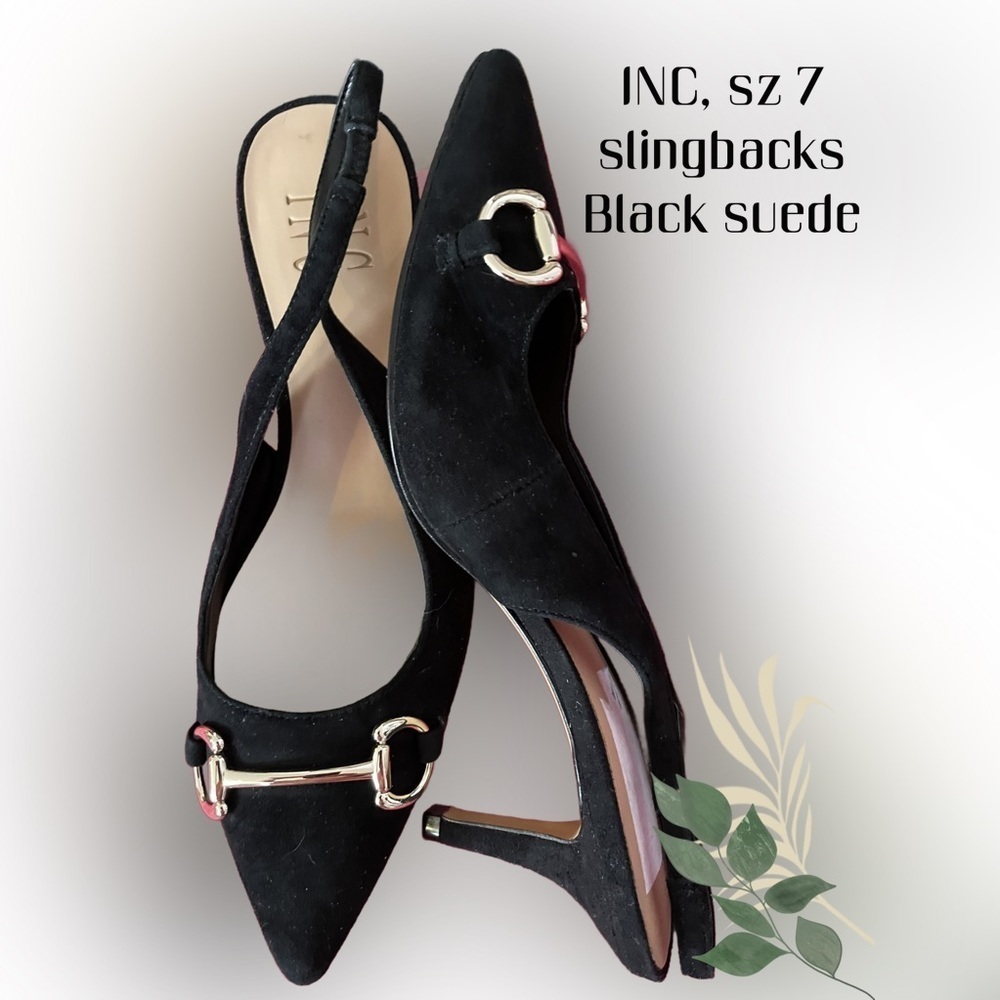 $37!  Inc, size 7, black suede! Perfect slingback!  Free shipping!​​